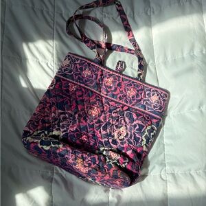 Vera Bradley Pink and Blue Tote Bag with Intricate Pattern